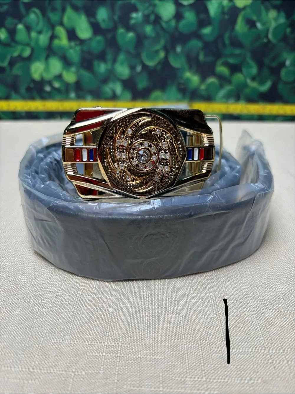 Men's Decorative spinner Buckle with black Belt